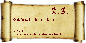 Kubányi Brigitta névjegykártya