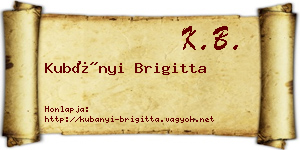 Kubányi Brigitta névjegykártya